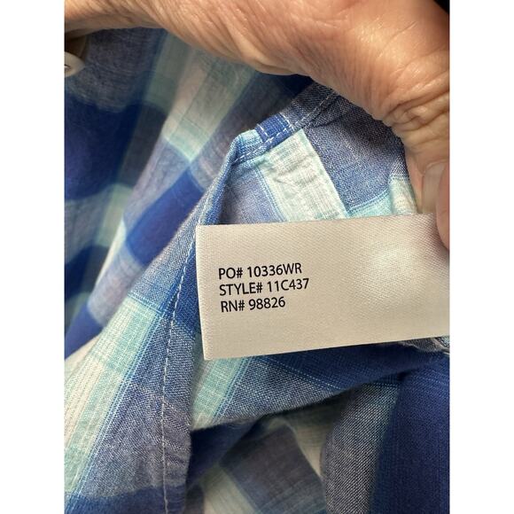 US Polo Assn Button Down Shirt Men Size XXL Blue Plaid Embroidered Short Sleeve - Picture 6 of 10